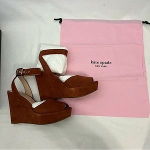 Kate Spade Key Lime Suede Wedge Ankle Strap Peep toe Sandal size